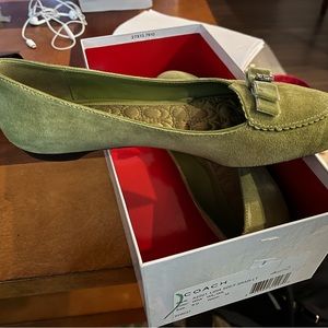 Green suede Coach flats- never been worn.